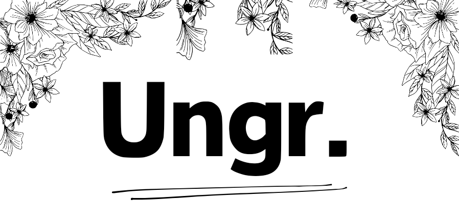 花々に囲まれたungr.のロゴ